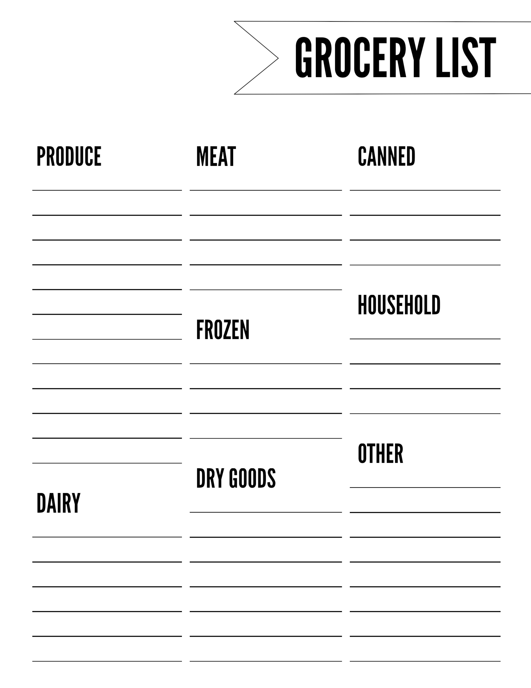 Free Printable Grocery List Template - Paper Trail Design