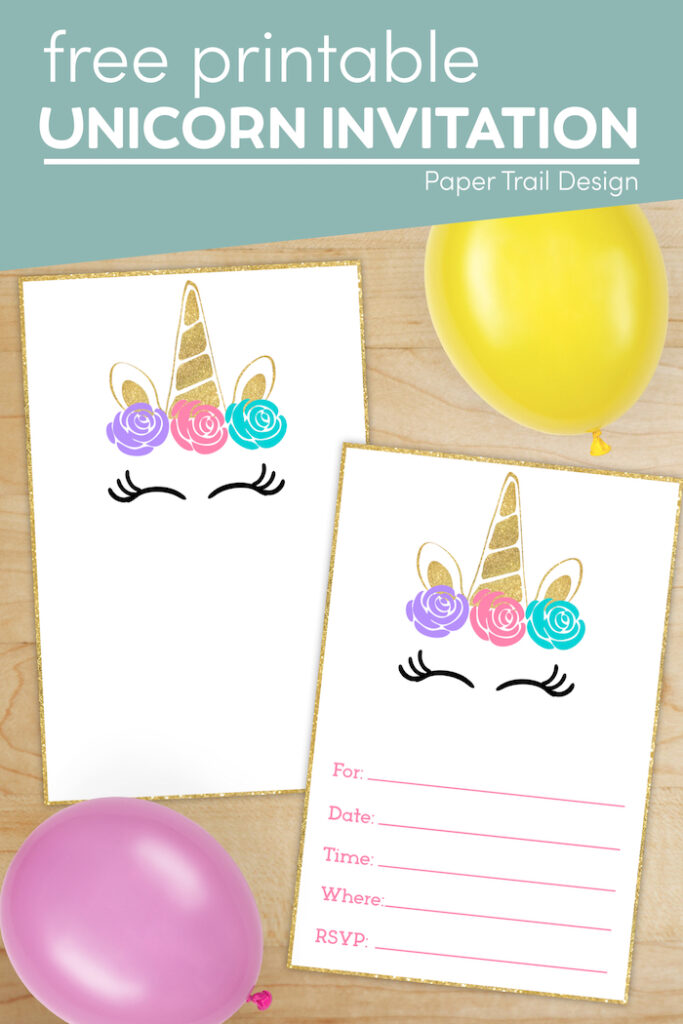 Free Printable Unicorn Invitations Template - Paper Trail Design