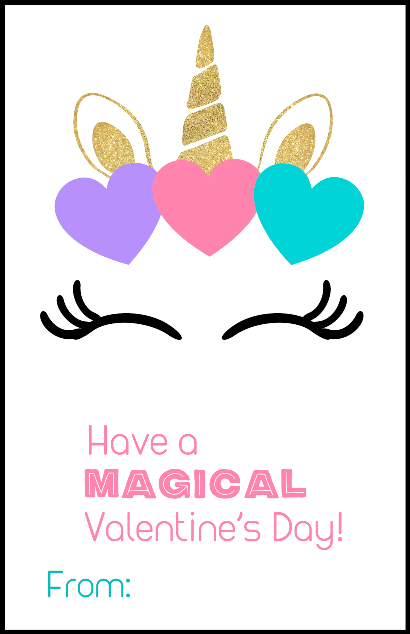 Free Unicorn Valentine Cards Printable