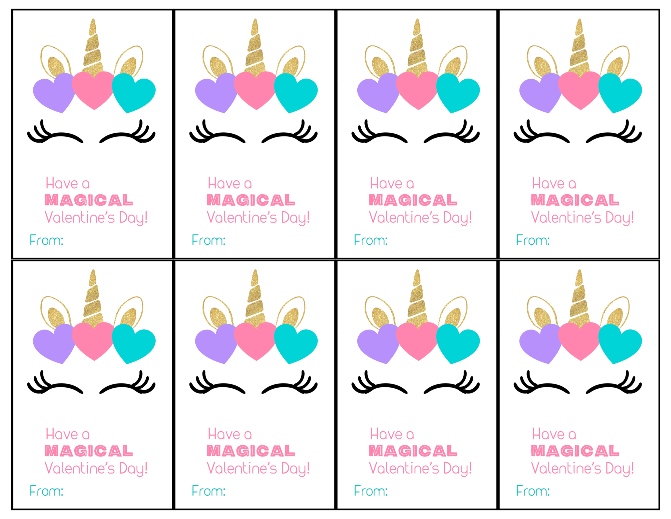 Free Printable Unicorn Valentine Cards Paper Trail Design