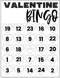 Free Valentine Bingo Printable Cards. Class set of heart bingo cards for a valentine party or activity. Fun valentine game. #papertraildesign #valentine #valentineparty #valentinegame #valentinebingo #valentineactivities #valentineactivity #bingo #heart #heartbingo