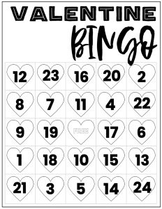 Free Valentine Bingo Printable Cards. Class set of heart bingo cards for a valentine party or activity. Fun valentine game. #papertraildesign #valentine #valentineparty #valentinegame #valentinebingo #valentineactivities #valentineactivity #bingo #heart #heartbingo