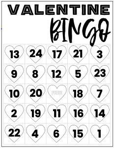 Free Valentine Bingo Printable Cards. Class set of heart bingo cards for a valentine party or activity. Fun valentine game. #papertraildesign #valentine #valentineparty #valentinegame #valentinebingo #valentineactivities #valentineactivity #bingo #heart #heartbingo