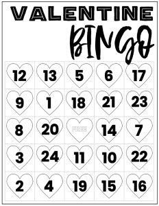 Free Valentine Bingo Printable Cards. Class set of heart bingo cards for a valentine party or activity. Fun valentine game. #papertraildesign #valentine #valentineparty #valentinegame #valentinebingo #valentineactivities #valentineactivity #bingo #heart #heartbingo