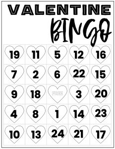 Free Valentine Bingo Printable Cards. Class set of heart bingo cards for a valentine party or activity. Fun valentine game. #papertraildesign #valentine #valentineparty #valentinegame #valentinebingo #valentineactivities #valentineactivity #bingo #heart #heartbingo