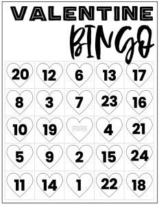 Free Valentine Bingo Printable Cards. Class set of heart bingo cards for a valentine party or activity. Fun valentine game. #papertraildesign #valentine #valentineparty #valentinegame #valentinebingo #valentineactivities #valentineactivity #bingo #heart #heartbingo