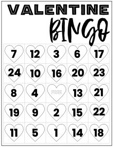 Free Valentine Bingo Printable Cards. Class set of heart bingo cards for a valentine party or activity. Fun valentine game. #papertraildesign #valentine #valentineparty #valentinegame #valentinebingo #valentineactivities #valentineactivity #bingo #heart #heartbingo