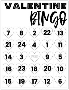 Free Valentine Bingo Printable Cards. Class set of heart bingo cards for a valentine party or activity. Fun valentine game. #papertraildesign #valentine #valentineparty #valentinegame #valentinebingo #valentineactivities #valentineactivity #bingo #heart #heartbingo