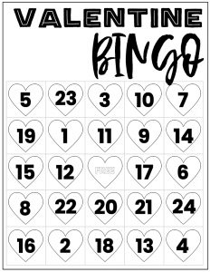 Free Valentine Bingo Printable Cards. Class set of heart bingo cards for a valentine party or activity. Fun valentine game. #papertraildesign #valentine #valentineparty #valentinegame #valentinebingo #valentineactivities #valentineactivity #bingo #heart #heartbingo