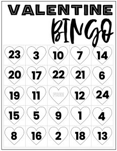 Free Valentine Bingo Printable Cards. Class set of heart bingo cards for a valentine party or activity. Fun valentine game. #papertraildesign #valentine #valentineparty #valentinegame #valentinebingo #valentineactivities #valentineactivity #bingo #heart #heartbingo