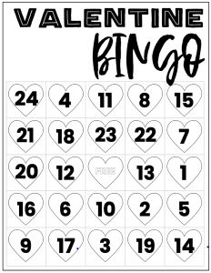 Free Valentine Bingo Printable Cards. Class set of heart bingo cards for a valentine party or activity. Fun valentine game. #papertraildesign #valentine #valentineparty #valentinegame #valentinebingo #valentineactivities #valentineactivity #bingo #heart #heartbingo