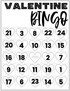 Free Valentine Bingo Printable Cards. Class set of heart bingo cards for a valentine party or activity. Fun valentine game. #papertraildesign #valentine #valentineparty #valentinegame #valentinebingo #valentineactivities #valentineactivity #bingo #heart #heartbingo