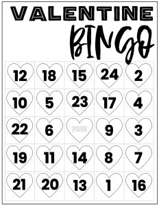 Free Valentine Bingo Printable Cards. Class set of heart bingo cards for a valentine party or activity. Fun valentine game. #papertraildesign #valentine #valentineparty #valentinegame #valentinebingo #valentineactivities #valentineactivity #bingo #heart #heartbingo