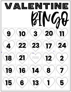 Free Valentine Bingo Printable Cards. Class set of heart bingo cards for a valentine party or activity. Fun valentine game. #papertraildesign #valentine #valentineparty #valentinegame #valentinebingo #valentineactivities #valentineactivity #bingo #heart #heartbingo