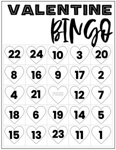 Free Valentine Bingo Printable Cards. Class set of heart bingo cards for a valentine party or activity. Fun valentine game. #papertraildesign #valentine #valentineparty #valentinegame #valentinebingo #valentineactivities #valentineactivity #bingo #heart #heartbingo