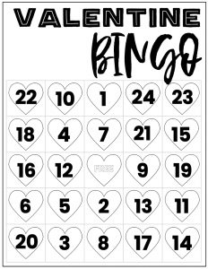 Free Valentine Bingo Printable Cards. Class set of heart bingo cards for a valentine party or activity. Fun valentine game. #papertraildesign #valentine #valentineparty #valentinegame #valentinebingo #valentineactivities #valentineactivity #bingo #heart #heartbingo