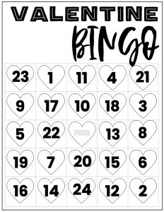 Free Valentine Bingo Printable Cards. Class set of heart bingo cards for a valentine party or activity. Fun valentine game. #papertraildesign #valentine #valentineparty #valentinegame #valentinebingo #valentineactivities #valentineactivity #bingo #heart #heartbingo