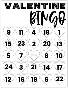 Free Valentine Bingo Printable Cards. Class set of heart bingo cards for a valentine party or activity. Fun valentine game. #papertraildesign #valentine #valentineparty #valentinegame #valentinebingo #valentineactivities #valentineactivity #bingo #heart #heartbingo