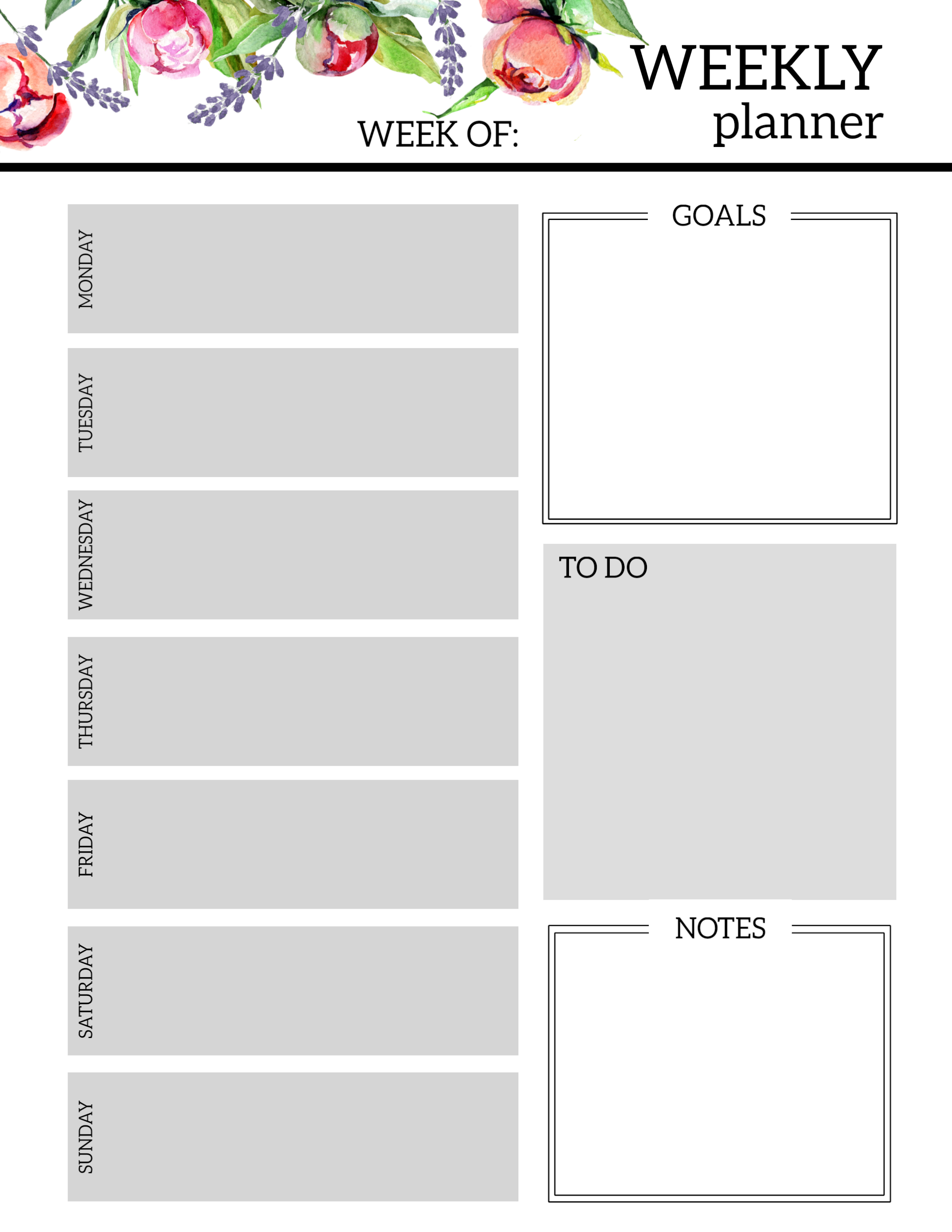 Blank Weekly Planner Template