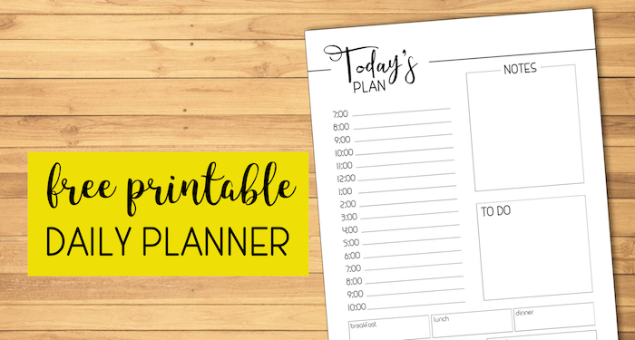 Free Printable Daily Planner Template. Day planner pages to print and use to get organized in your home or office and crush your goals. #papertraildesign #planner #dailyplanner #organization #organize #goals #crushyourgoals #freeprintable #freeprintableplanner