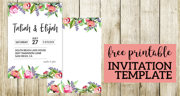 Floral Wedding Invitation Template - Paper Trail Design Floral Wedding Invitation Template - Paper Trail Design