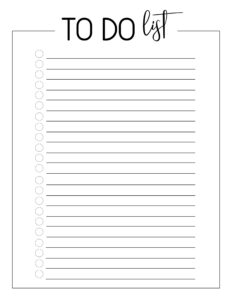 Free Printable To Do Checklist Template. Get organized and keep track of your day and crush your goals with this simple to do list. #papertraildesign #getorganized #planner #plannerprintables #freeprintable #printables #freeprintables #freeplanner #office #officeorganization #familyorganization #keeptrack