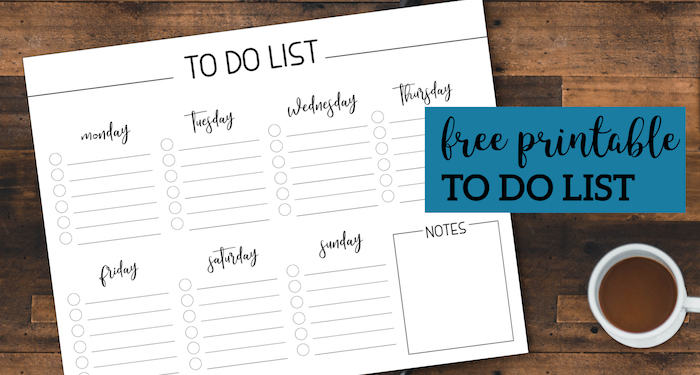 Weekly Free Printable To Do List. Crush your goals and stay organized with this weekly to-do list with notes to keep track of everything. #papertraildesign #todo #todolist #weeklytodo @weeklytodolist #organization #organize #planner #plan #goals #printableplanner