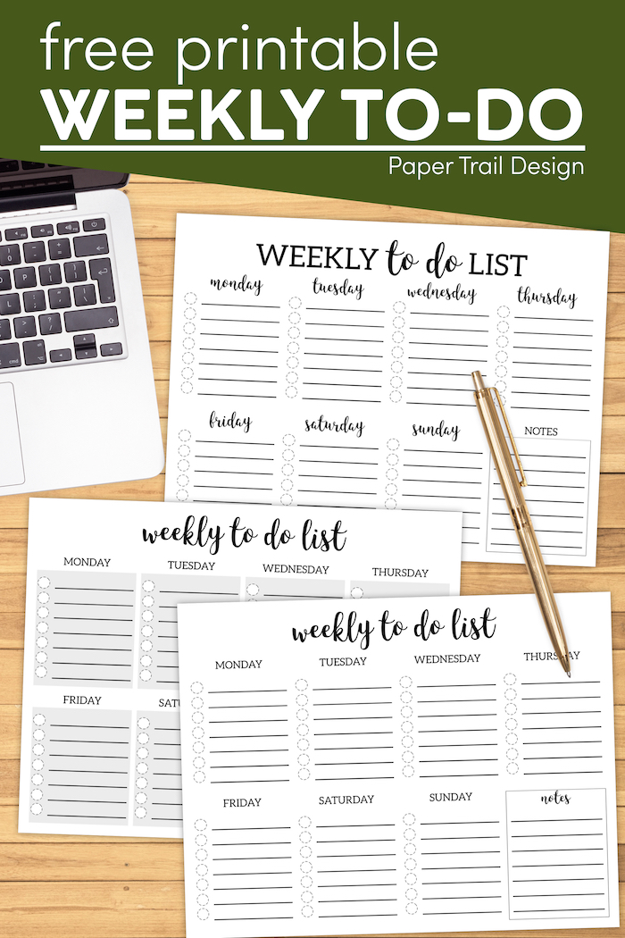 Weekly To Do List Printable Checklist Template - Paper Trail Design