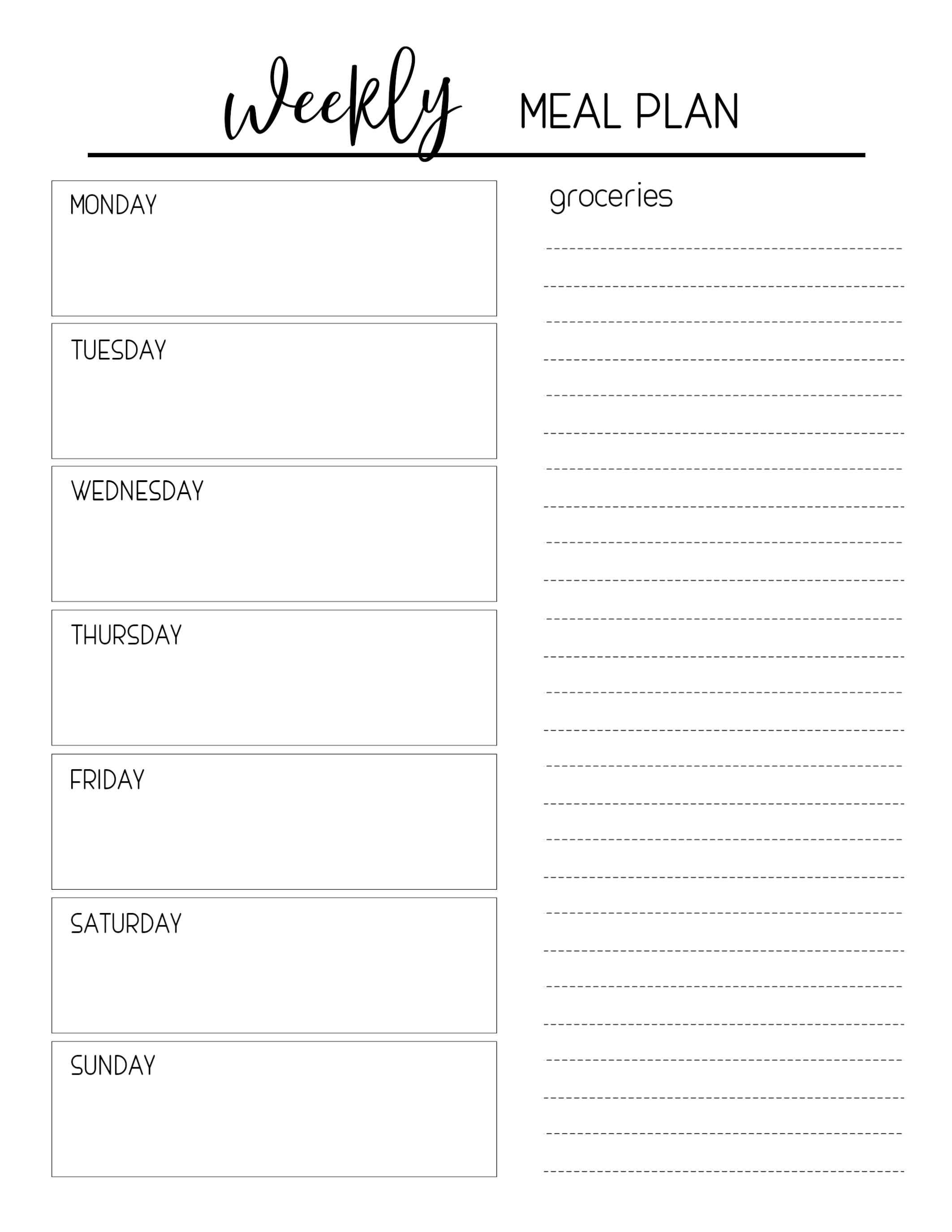 Weekly Meal Planner Template Printable from www.papertraildesign.com