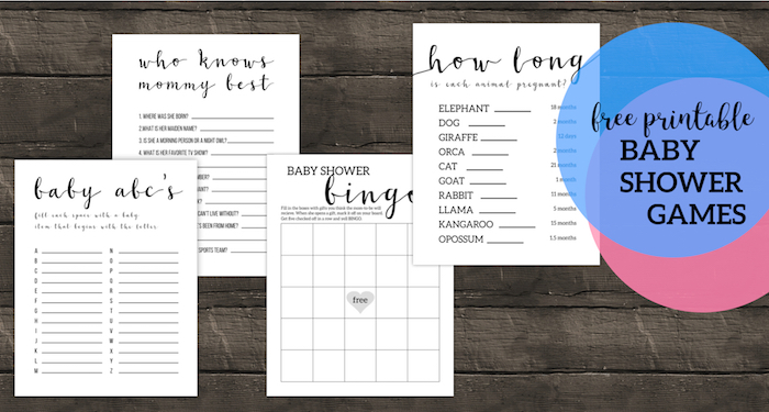 Free Printable Baby Shower Games. Best simple and easy DIY games for boy, girl, or gender neutral baby shower that aren't lame. #papertraildesign #babyshower #babyshowergames #babyshowergame #boybabyshower #girlbabyshower #neutralbabyshower #easybabyshowergames #DIY #DIYbabyshowergames