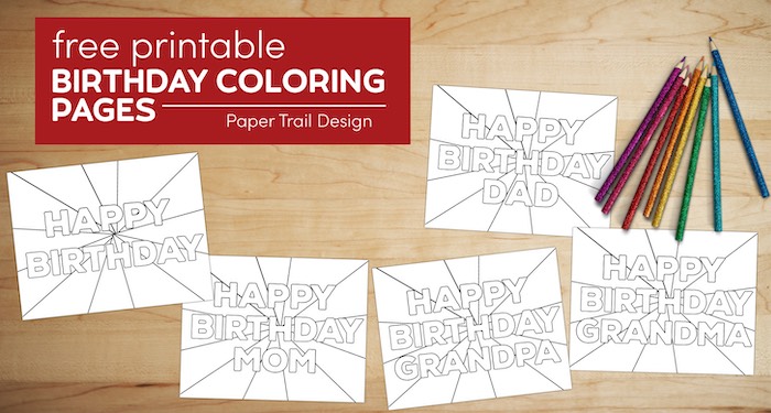 Coloring pages for birthday cards with text overlay- free printable birthday coloring pages