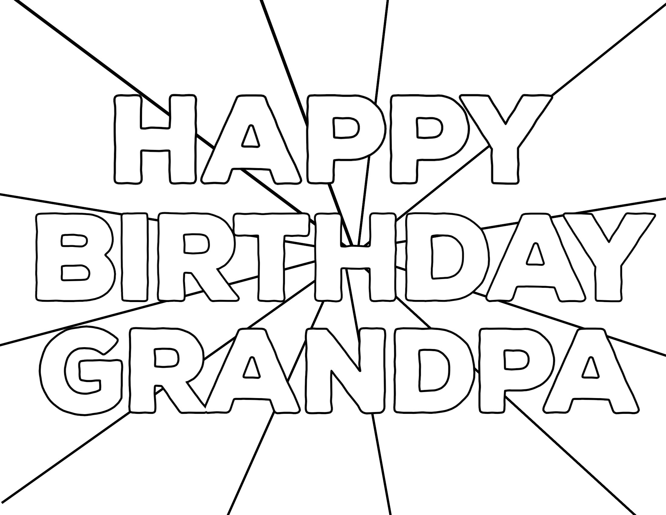 Happy Birthday Grandpa Coloring Page Printable.