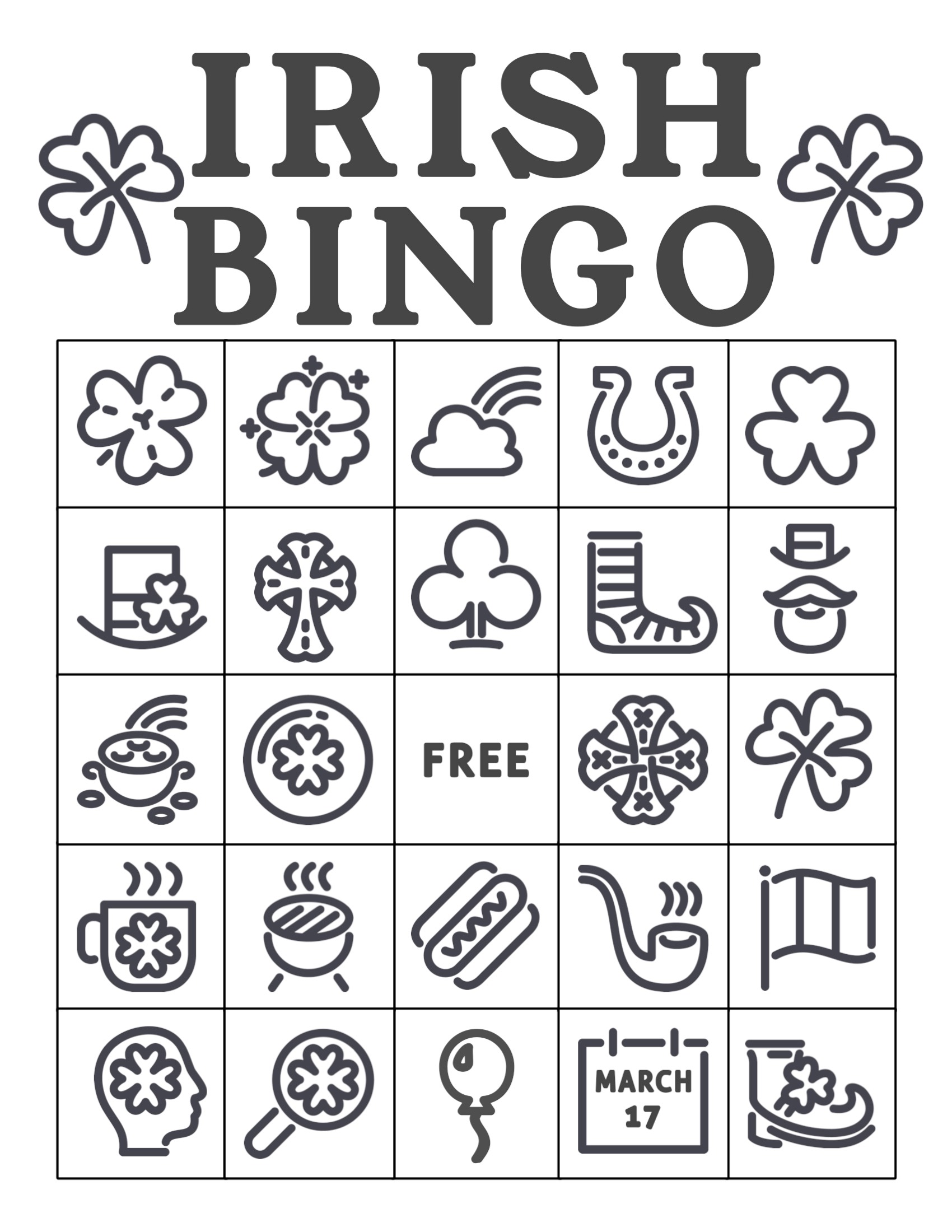 Free Printable Irish Bingo Cards