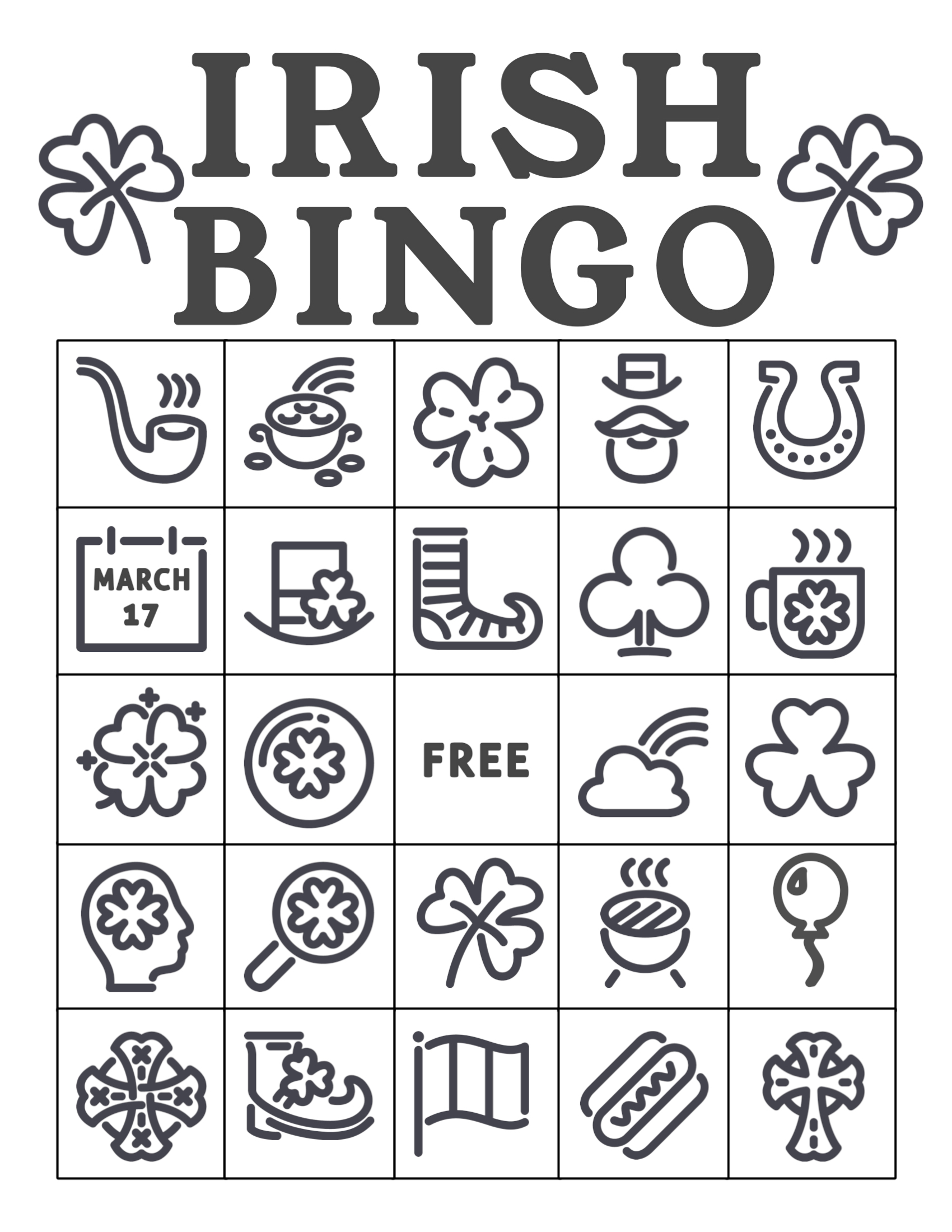 Free Printable Irish Bingo Cards Printable Form Templates And Letter
