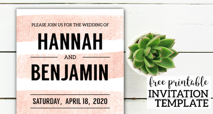 Free Invitation Template {Wedding, Birthday, Baby Shower}. Free printable boho chic pink stripe party invitation to edit and DIY. #papertraildesign #invitation #freeinvitation #invitationtemplate #freeprintable #wedding #weddinginvitation #birthday #birthdayparty #birthdaypartyinvitation #birthdayinvitation #babyshower #babyshowerinvitation 