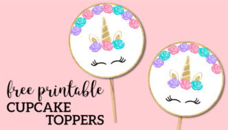 Free Printable Unicorn Cupcake Toppers. Use these for a Unicorn birthday party or baby shower instead of cake. Easy DIY Unicorn party. #papertraildesign #unicorn #unicornparty #unicornbirthdayparty #birthdayparty #birthday #girlbirthday #girlbirthdayparty #easybirthdayparty #DIYbirthdayparty #birthdayprintables #freeprintables