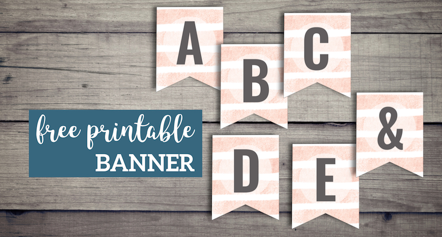 Pink Stripes Custom Banner Sign Free Printable. Cute DIY banner decor idea for a wedding, birthday, girl baby shower, or spring. #papertraildesign #banner #custombanner #bannersign #printablebanner #printablebannersign #freeprintable #abcbanner #alphabetbanner #createyourownbanner #party #partybanner 