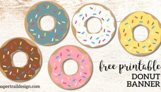 Free Printable Donut Banner Party Decor. Doughnut birthday party, baby shower, or donut grow up party. Donut dessert bar decoration. #papertraildesign #donut #doughnut #donutbar #doughnutbar #Donutdecor #doughnutdecor #donutbirthdayparty #douighnutbirthdayparty #donutbirthday #doughnutbirthday