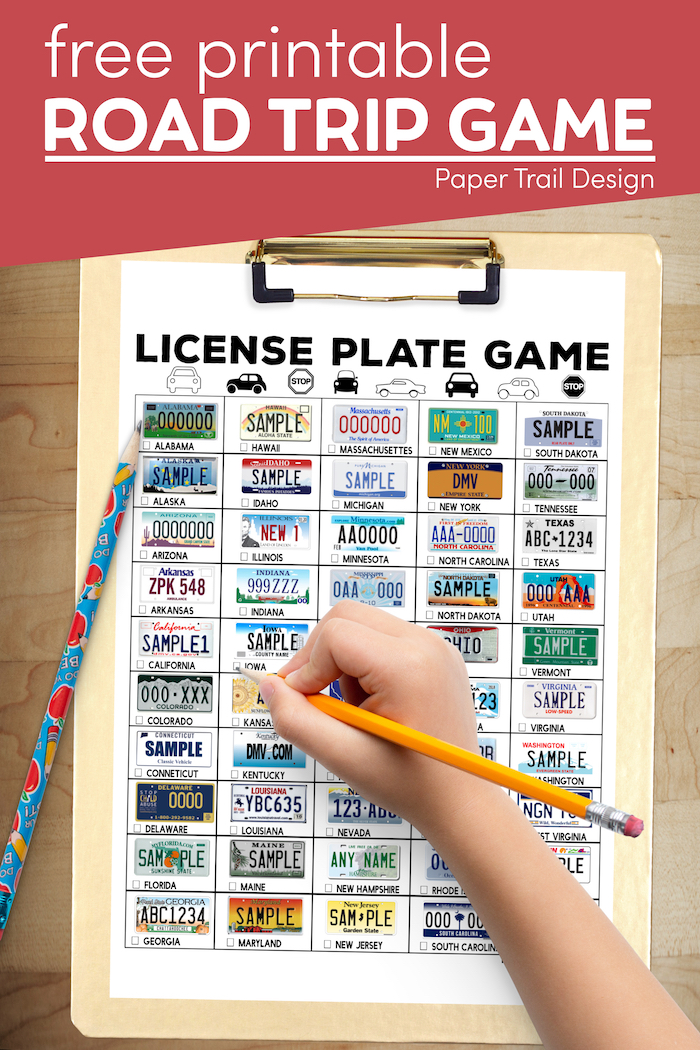 Road Trip License Plate Game Printable Paper Trail Design