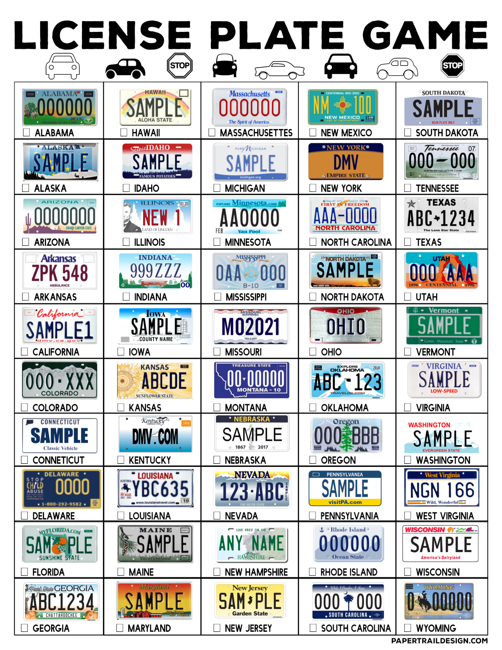 Free printable license plate template