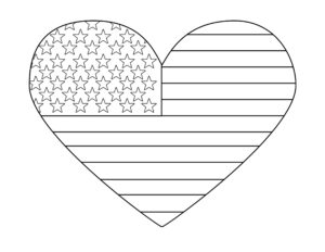 Free Printable 4th of July Coloring Pages. American flag heart, USA, and American flag coloring page. Mermorial Day and Vetrans Day coloring sheets. #papertraildesign #amercianflagcoloringpage #memorialday #vetransday #supportourtroops
