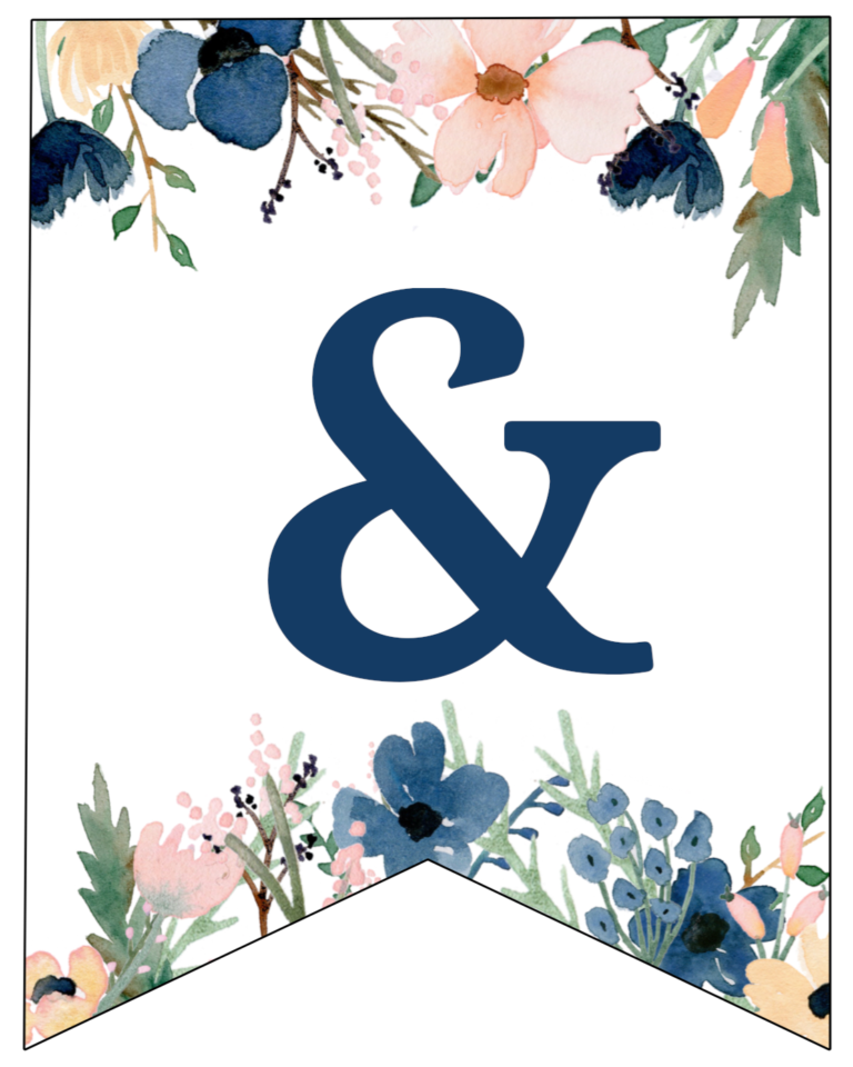 blue pink floral banner letters free printable paper trail design