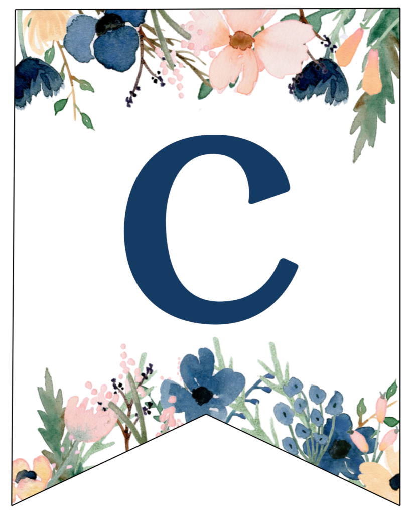 blue pink floral banner letters free printable paper trail design