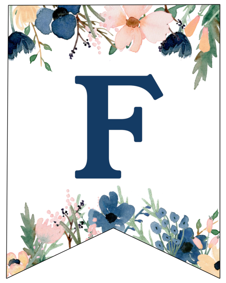 blue pink floral banner letters free printable paper