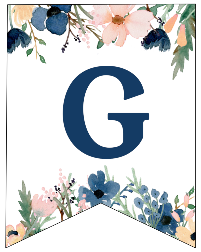 blue pink floral banner letters free printable paper trail design