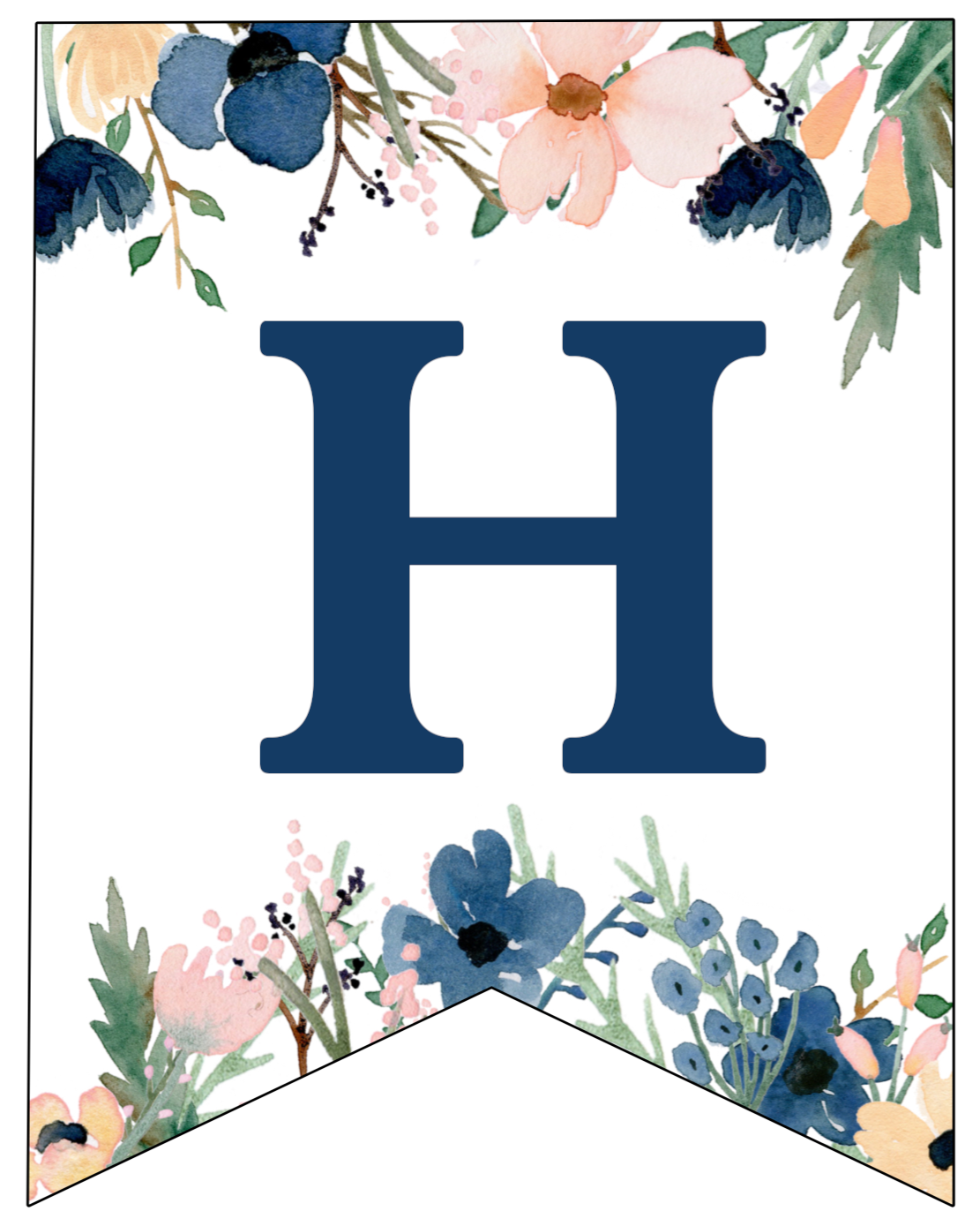 Blue Pink Floral Banner Letters Free Printable Paper Trail Design