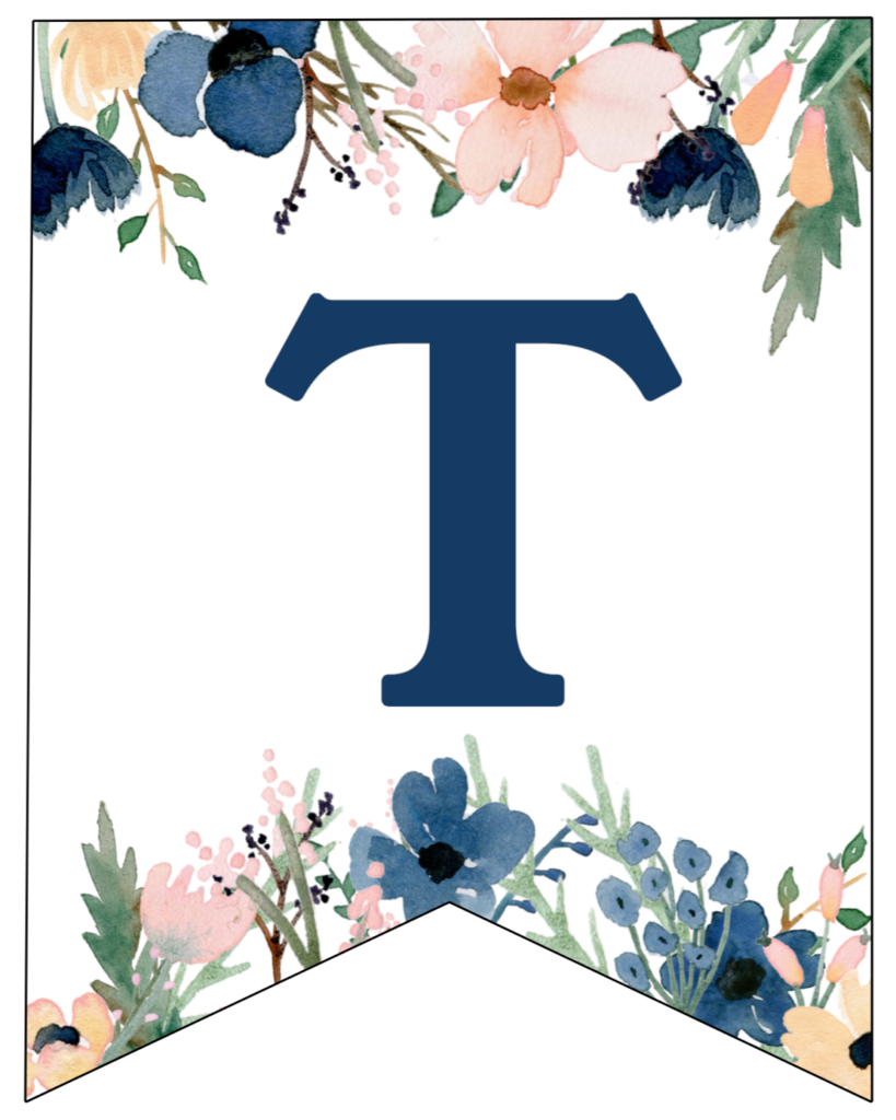 blue pink floral banner letters free printable paper trail design