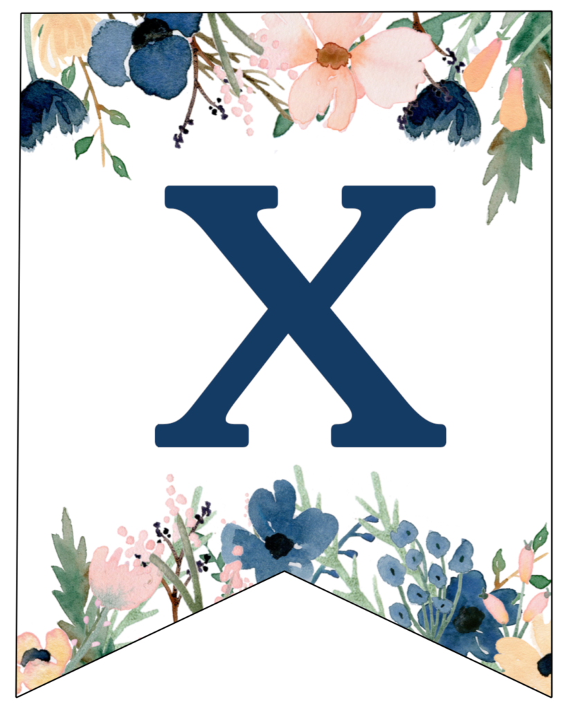 blue pink floral banner letters free printable paper trail design