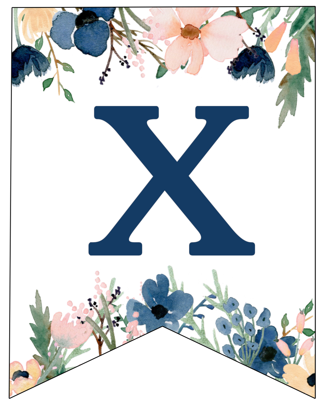blue pink floral banner letters free printable paper