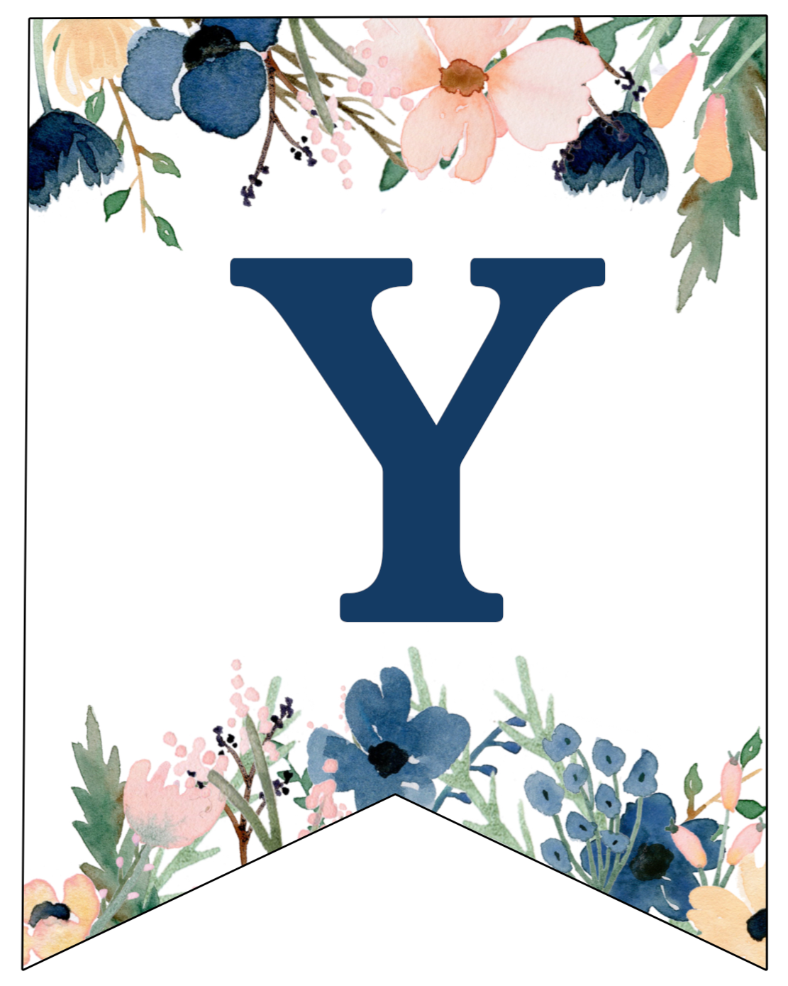 Blue Pink Floral Banner Letters Free Printable Paper Trail Design